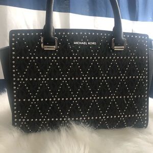 Michael kors Selma med studded Twill Satchel bag